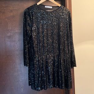 Sequined black party dress